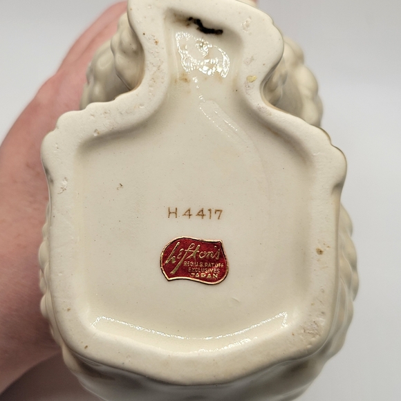 VTG Lefton Poodle Planter with Pink Bows, Glass Eyes & its Original Sticker, HTF - Picture 3 of 15